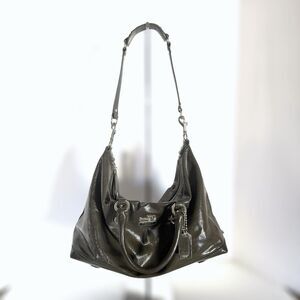 COACH Madison Sabrina Patent Leather Satchel 14179 Olive-Grey Shoulder Bag